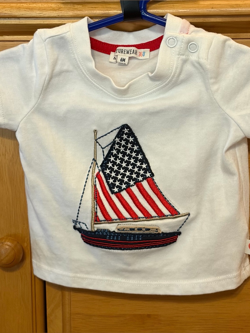 Adventurewear 360 Boys Short Sleeve Tee Nautical Tee w/USA Flag Sail July 4th 6M